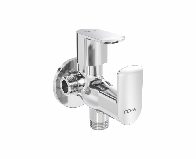 Chromo 2-Way angle cock with wall flange