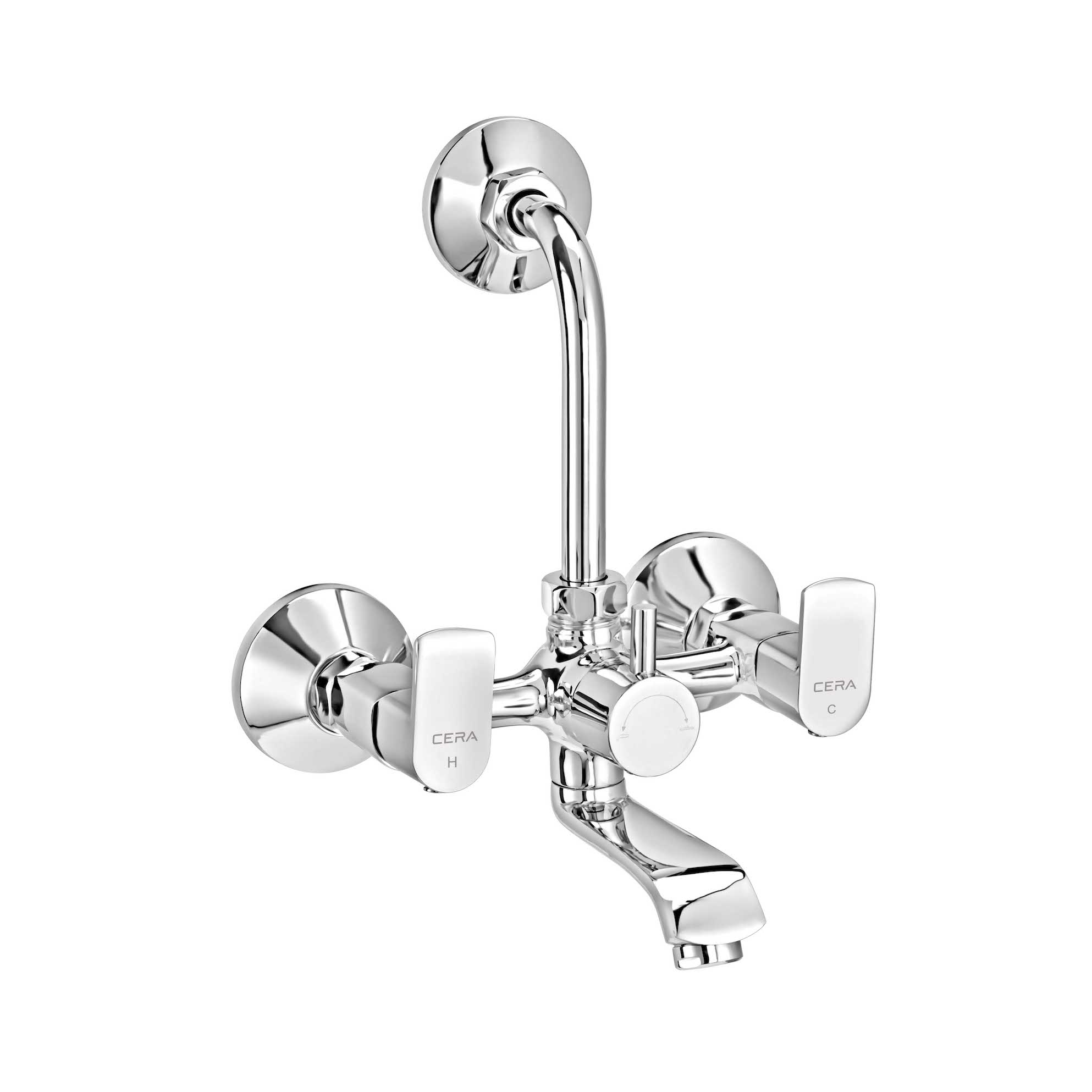 Chromo Wall mixer with bend pipe for overhead shower